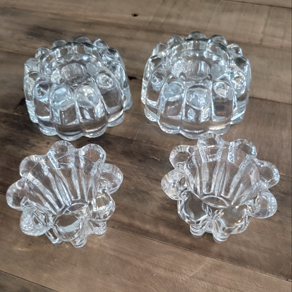 Vintage KIG Glass Candle Holders Ring Dishes